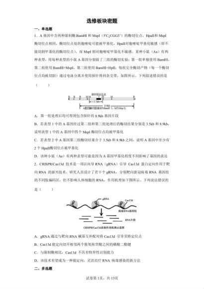 2022高三有道押题卷：生物-于佳卉(3.40M) 百度云网盘