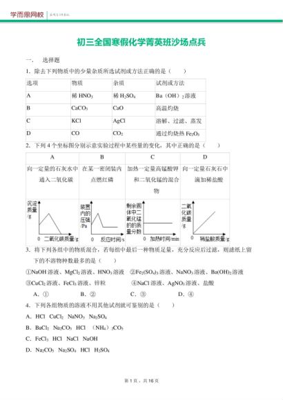 （2019寒）初三化学菁英班陈谭飞 百度云网盘(3.35G)