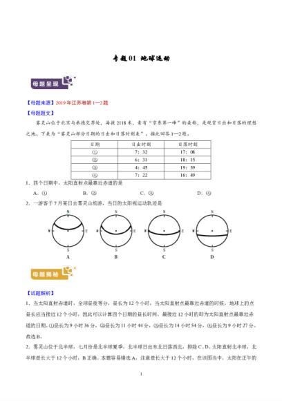 2019高考九科母题题源 百度云网盘